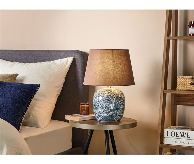 Conforama Lámpara De Mesa Azul Y Blanco 46 Cm NEIRA