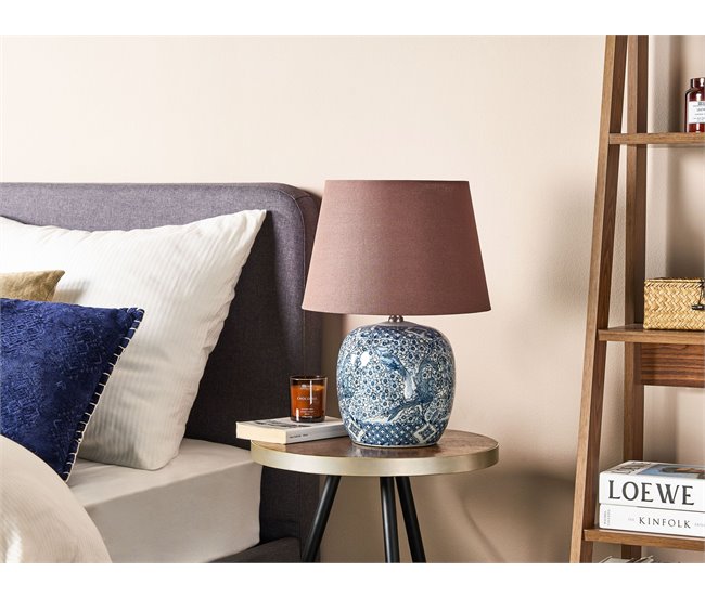 Conforama Lámpara De Mesa Azul Y Blanco 46 Cm NEIRA