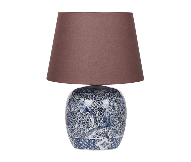 Conforama Lámpara de mesa azul y blanco 46 cm NEIRA