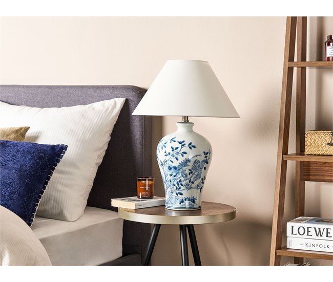 Conforama Lámpara De Mesa Blanco Y Azul 55 Cm MAGROS