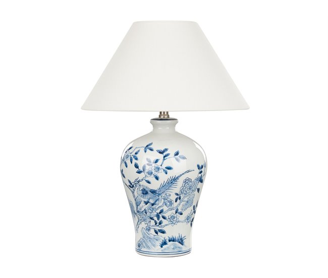 Conforama Lámpara de mesa blanco y azul 55 cm MAGROS
