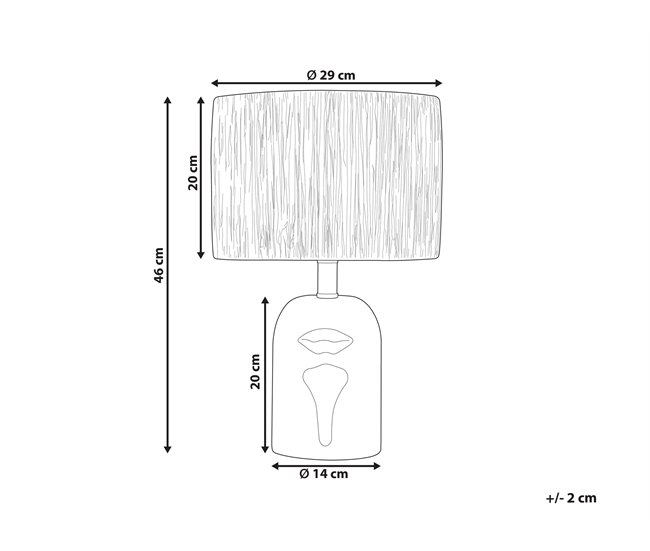 Conforama Lámpara De Mesa De Cerámica Blanco Crema/natural 46 Cm JUBONES