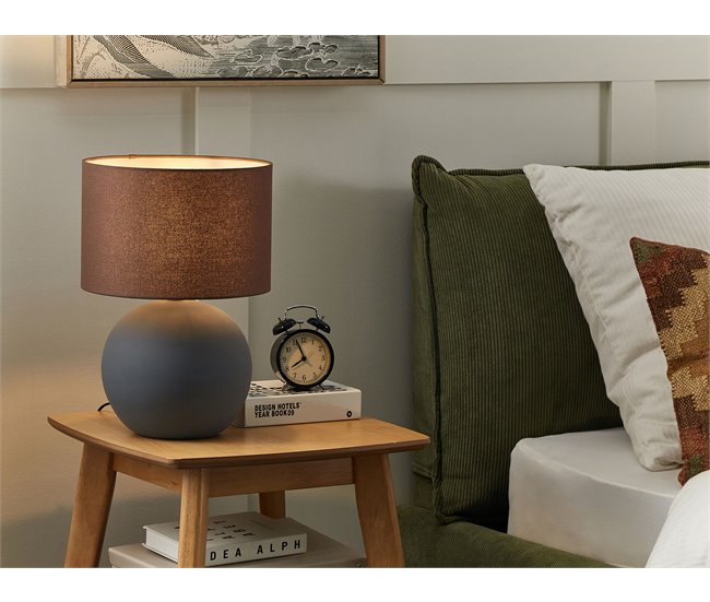 Conforama Lámpara De Mesa De Cerámica Gris 43 Cm AREOSO