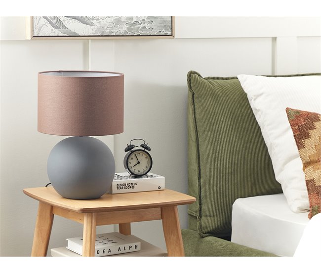 Conforama Lámpara De Mesa De Cerámica Gris 43 Cm AREOSO