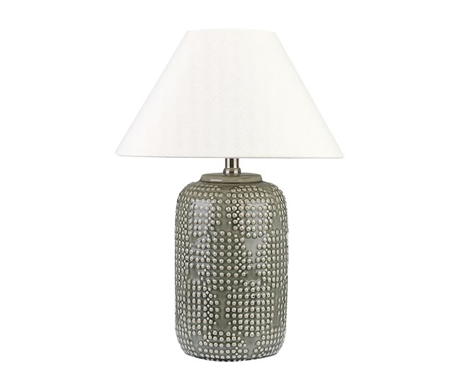 Conforama Lámpara de mesa de cerámica gris/blanco crema 47 cm MUSSEL
