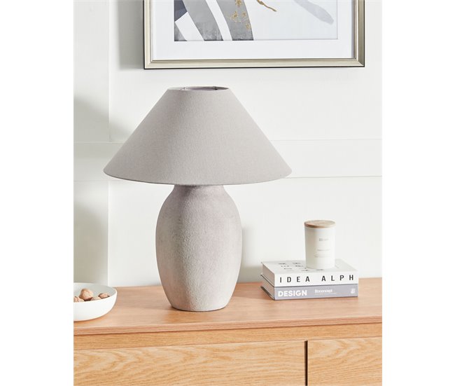 Conforama Lámpara De Mesa De Cerámica Gris GRALIWDO