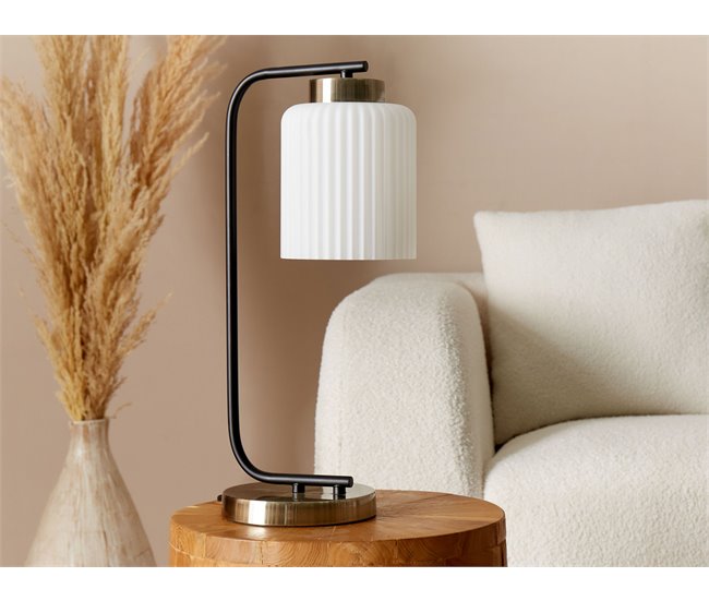 Conforama Lámpara De Mesa De Metal Negro Y Latón CAUDELO