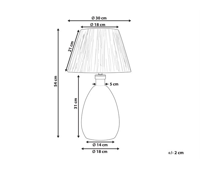 Conforama Lámpara De Mesa De Vidrio Transparente/natural 54 Cm BLANCO