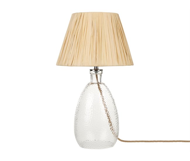 Conforama Lámpara de mesa de vidrio transparente/natural 54 cm BLANCO