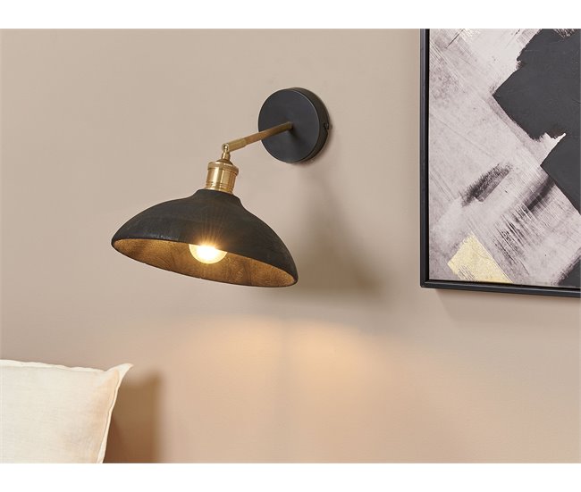 Conforama Lámpara De Pared De Madera De Mango Negro/latón YERALA
