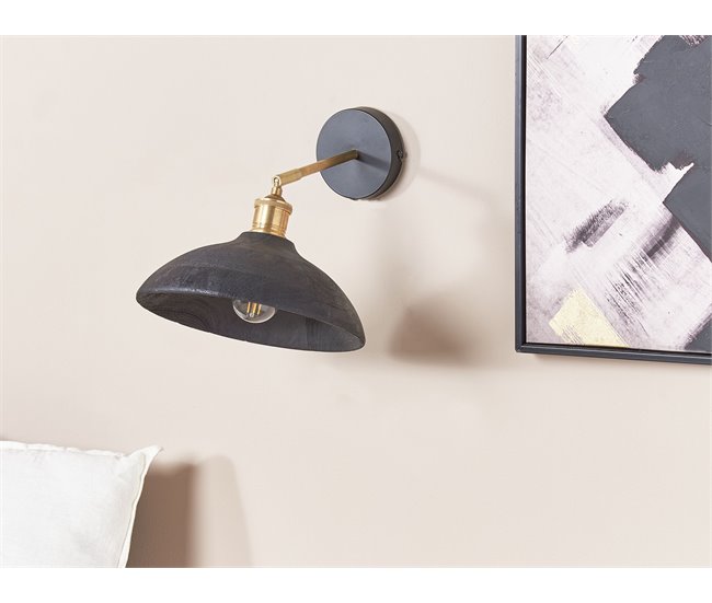 Conforama Lámpara De Pared De Madera De Mango Negro/latón YERALA
