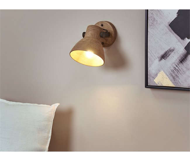 Conforama Lámpara De Pared De Madera De Mango Oscura/negro PERIYAR