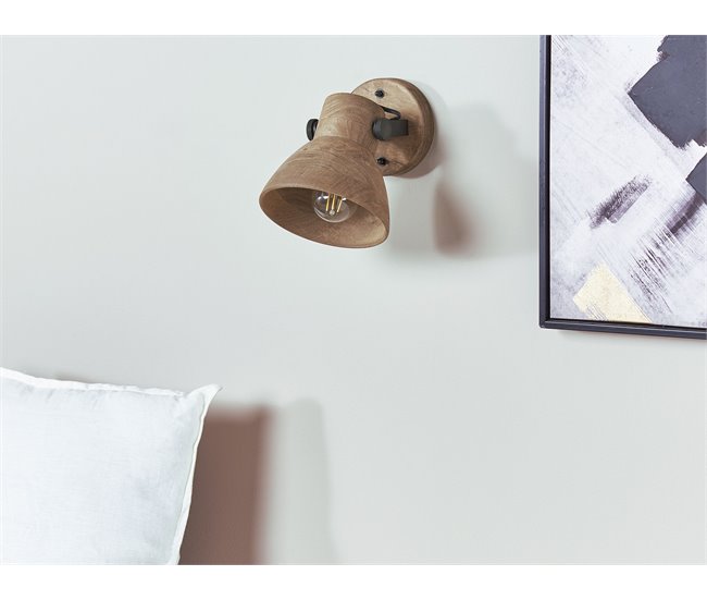 Conforama Lámpara De Pared De Madera De Mango Oscura/negro PERIYAR