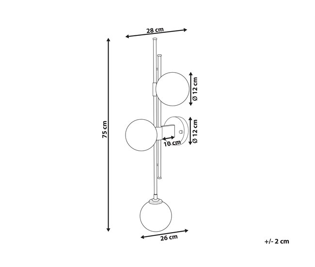 Conforama Lámpara De Pared De Metal Dorado 75 Cm TULIJA