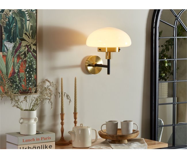 Conforama Lámpara De Pared De Metal Negro/dorado/blanco ⌀ 32 Cm MINIJA