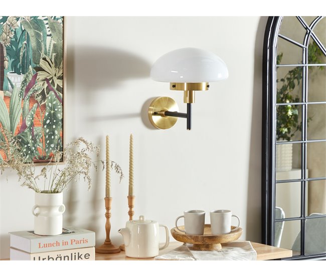 Conforama Lámpara De Pared De Metal Negro/dorado/blanco ⌀ 32 Cm MINIJA