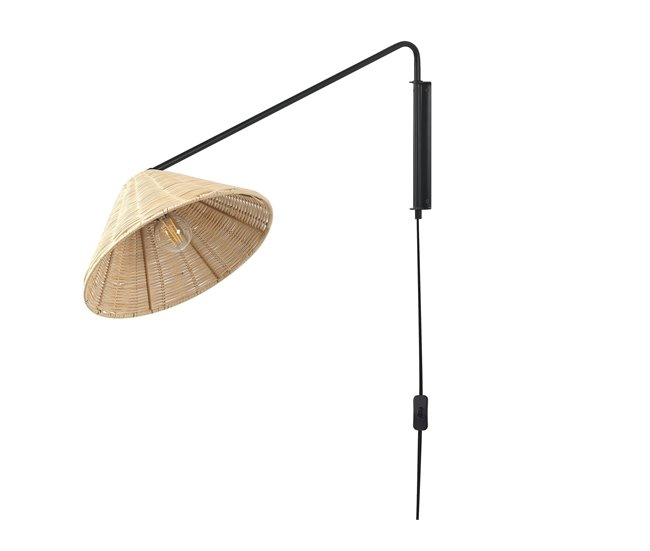 Conforama Lámpara de pared de ratán negro/natural PALENA
