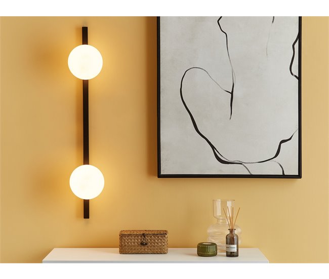 Conforama Lámpara De Pared De Vidrio Negro/blanco 85 Cm ISABELLA