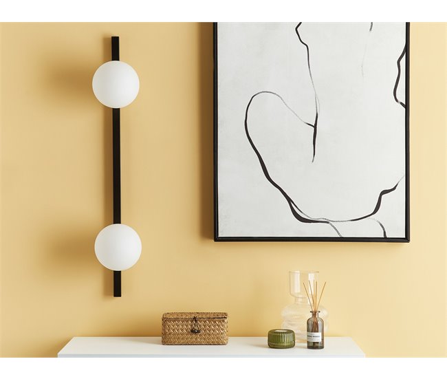 Conforama Lámpara De Pared De Vidrio Negro/blanco 85 Cm ISABELLA