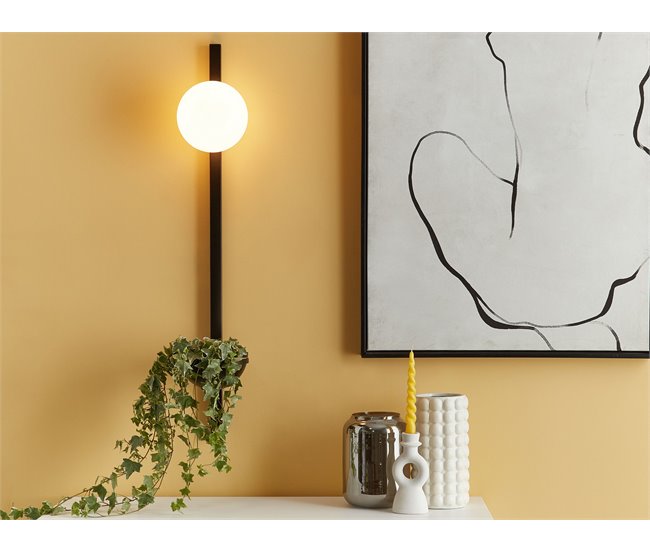 Conforama Lámpara De Pared De Vidrio Negro/blanco 86 Cm Con Maceta ISABELLA