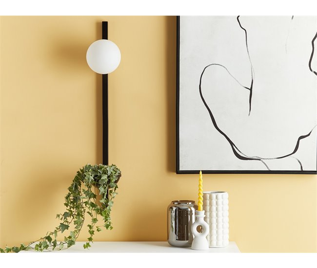 Conforama Lámpara De Pared De Vidrio Negro/blanco 86 Cm Con Maceta ISABELLA