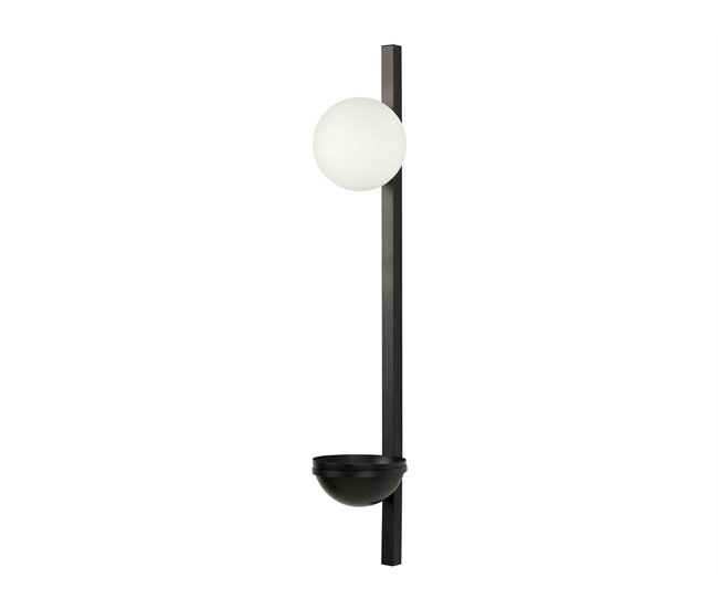 Conforama Lámpara de pared de vidrio negro/blanco 86 cm con maceta ISABELLA
