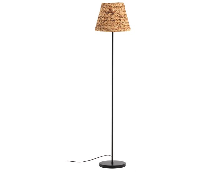 Conforama Lámpara de pie de fibra natural con base de metal