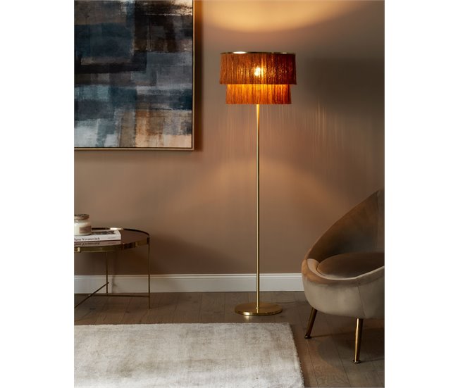 Conforama Lampara De Pie De Metal Marrón 137 Cm PERISTERI