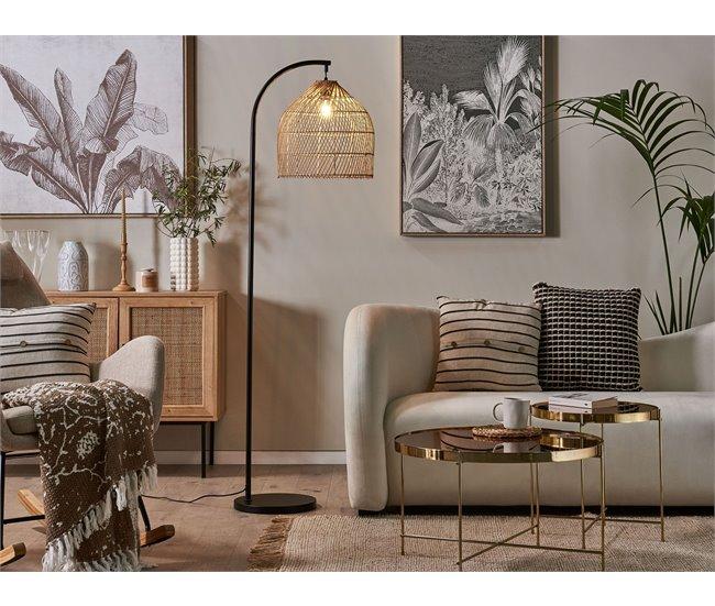 Conforama Lámpara De Pie De Ratán Beige/natural/negro 165 Cm BERNICA