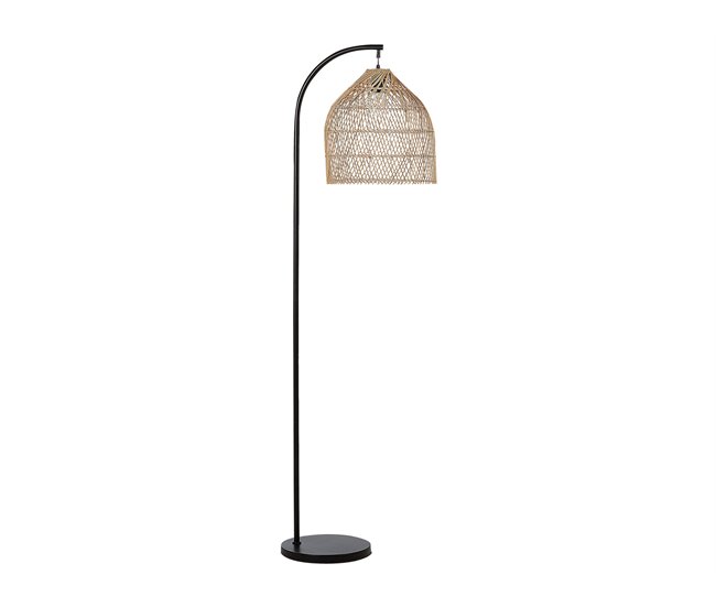 Conforama Lámpara de pie de ratán beige/natural/negro 165 cm BERNICA
