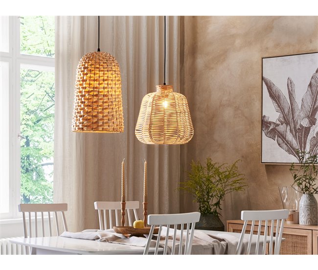 Conforama Lámpara De Techo De Madera De Bambú Clara 129 Cm KERIO