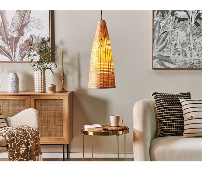 Conforama Lámpara De Techo De Madera De Bambú Clara 129 Cm SUAM