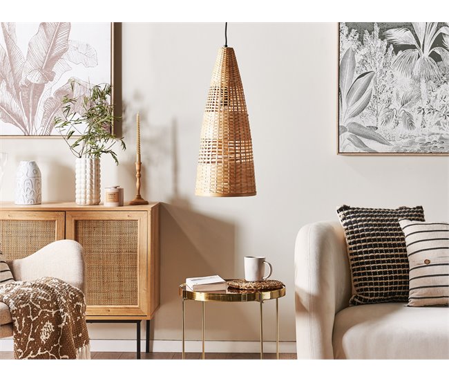Conforama Lámpara De Techo De Madera De Bambú Clara 129 Cm SUAM