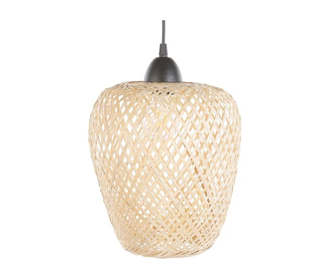 Conforama Lámpara de techo de madera de bambú clara/negro 123 cm BOMU