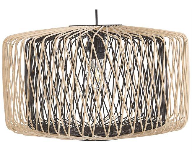 Conforama Lámpara de techo de madera de bambú clara/negro 120 cm JAVARI