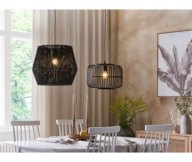 Conforama Lámpara De Techo De Madera De Bambú Negra 128 Cm MACHEKE