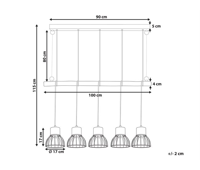 Conforama Lámpara De Techo De Madera De Mango Clara/latón 115 Cm VARADA