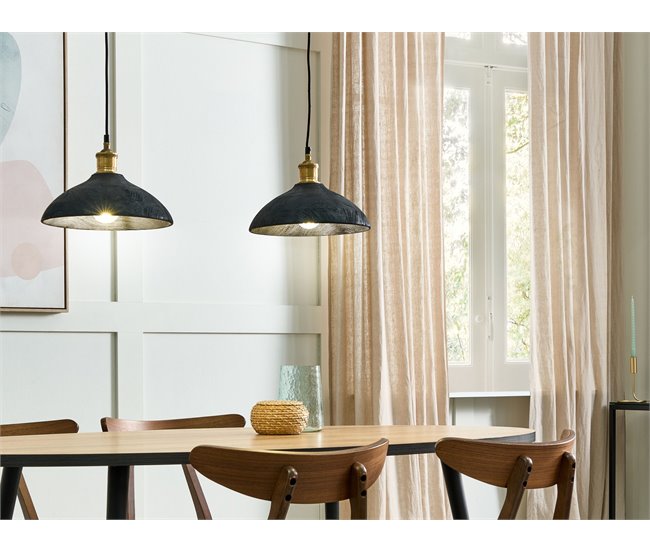 Conforama Lámpara De Techo De Madera De Mango Negro/latón 126 Cm CHEYYAR