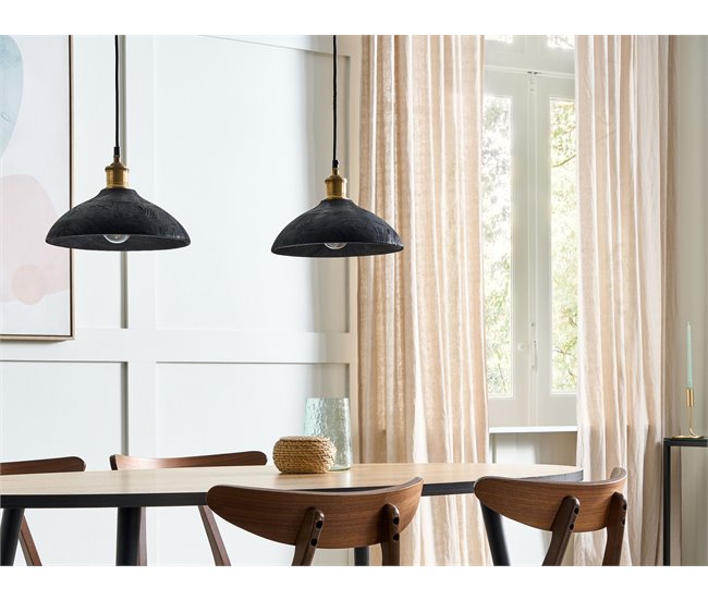 Conforama Lámpara De Techo De Madera De Mango Negro/latón 126 Cm CHEYYAR
