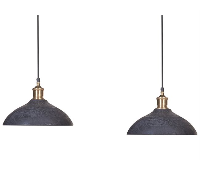 Conforama Lámpara de techo de madera de mango negro/latón 126 cm CHEYYAR