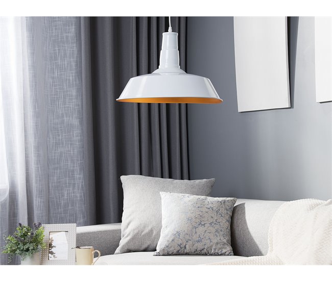 Conforama Lámpara De Techo De Metal Blanco/amarillo 177 Cm BAYOU