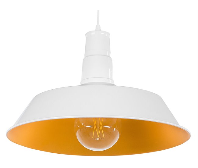 Conforama Lámpara de techo de metal blanco/amarillo 177 cm BAYOU