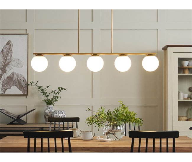 Conforama Lámpara De Techo De Metal Dorado/blanco ZIKULI