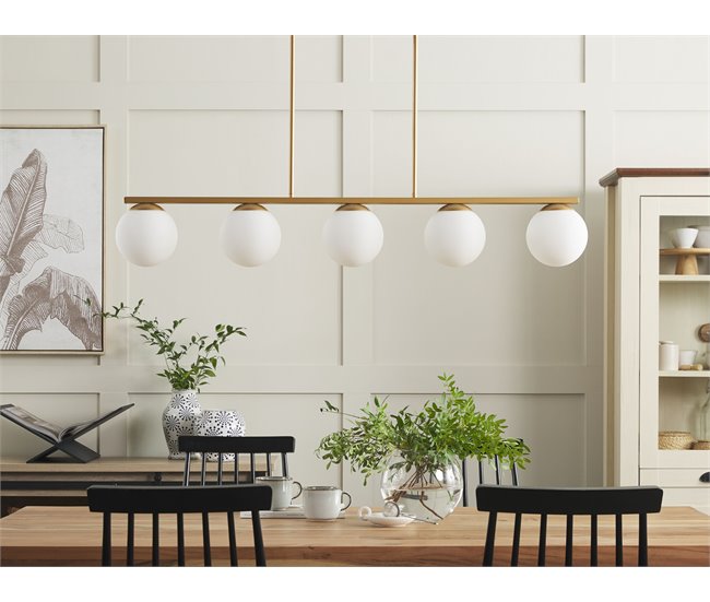 Conforama Lámpara De Techo De Metal Dorado/blanco ZIKULI