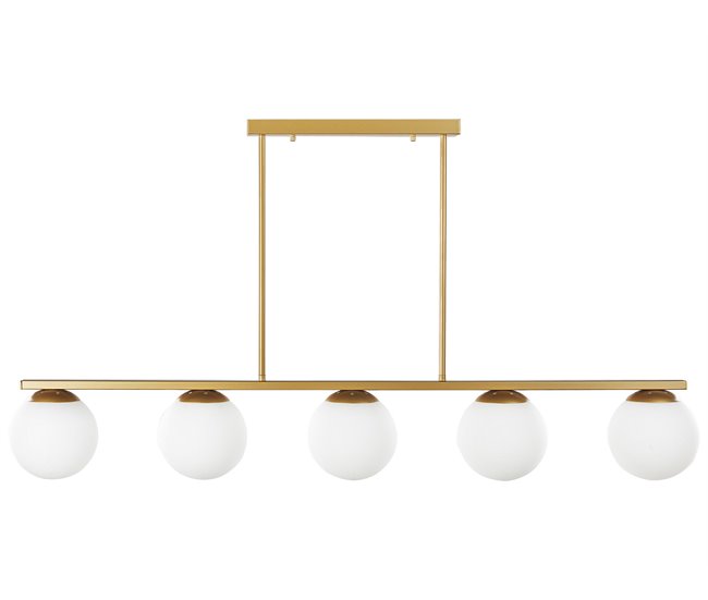 Conforama Lámpara de techo de metal dorado/blanco ZIKULI