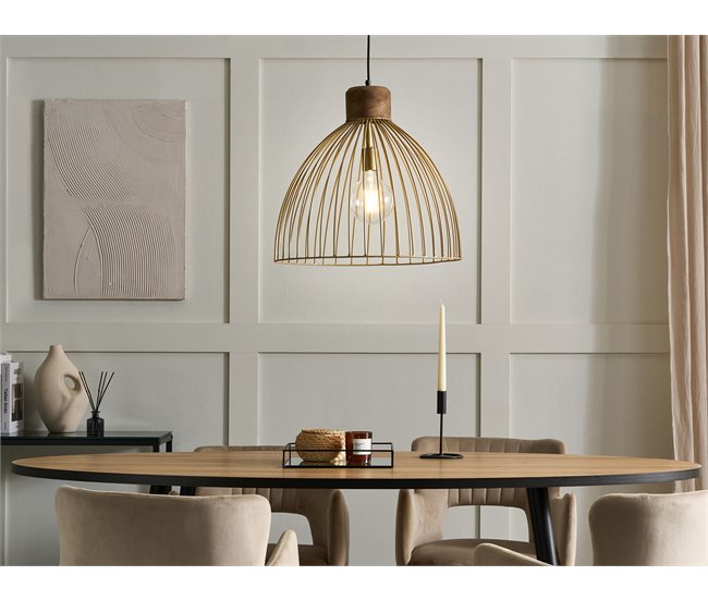 Conforama Lámpara De Techo De Metal Latón/madera Clara 150 Cm BANAS