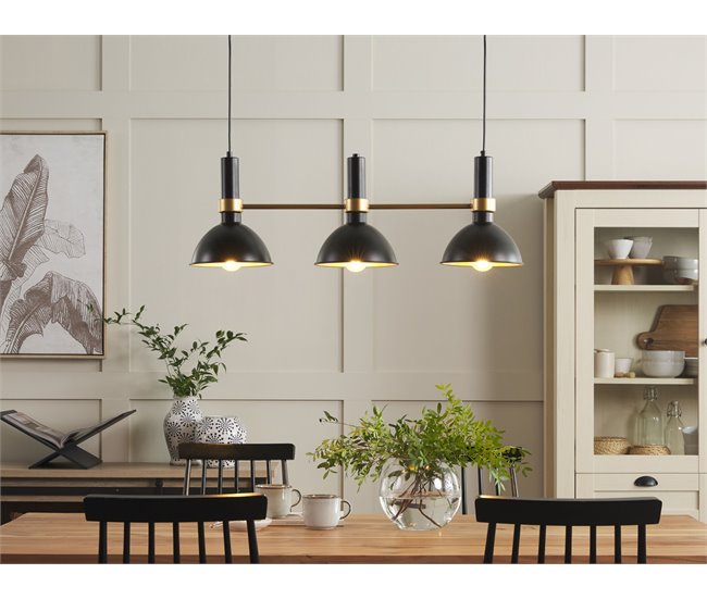 Conforama Lámpara De Techo De Metal Negro/dorado 107 Cm BELES
