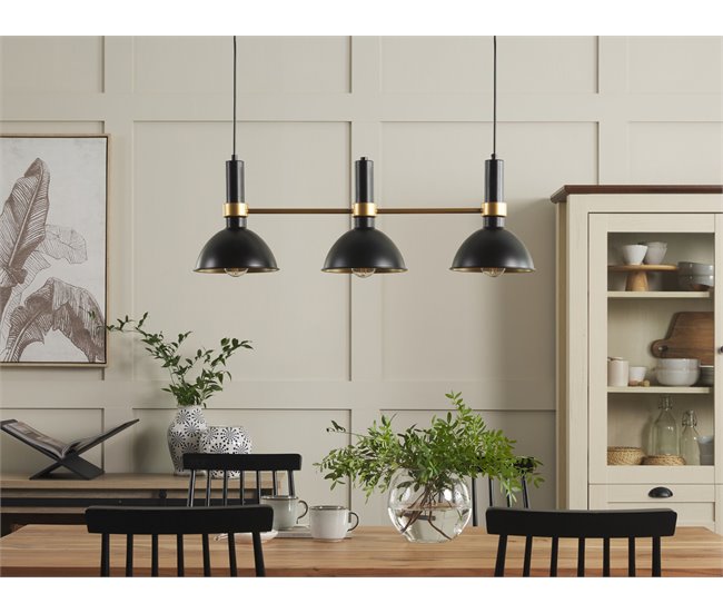 Conforama Lámpara De Techo De Metal Negro/dorado 107 Cm BELES