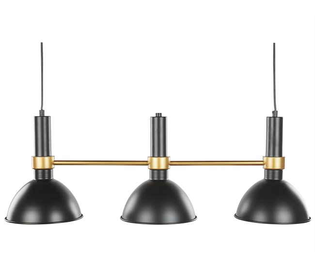 Conforama Lámpara de techo de metal negro/dorado 107 cm BELES