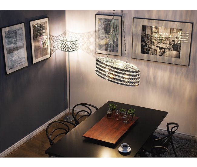 Conforama Lámpara De Techo De Metal Plateado 108 Cm CAVONE
